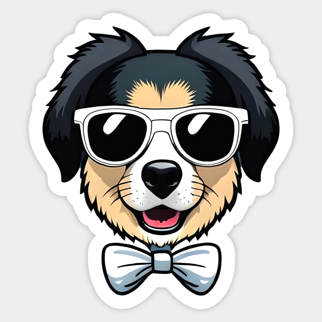 Cute dog with glasses and bow Sticker by ramith-concept